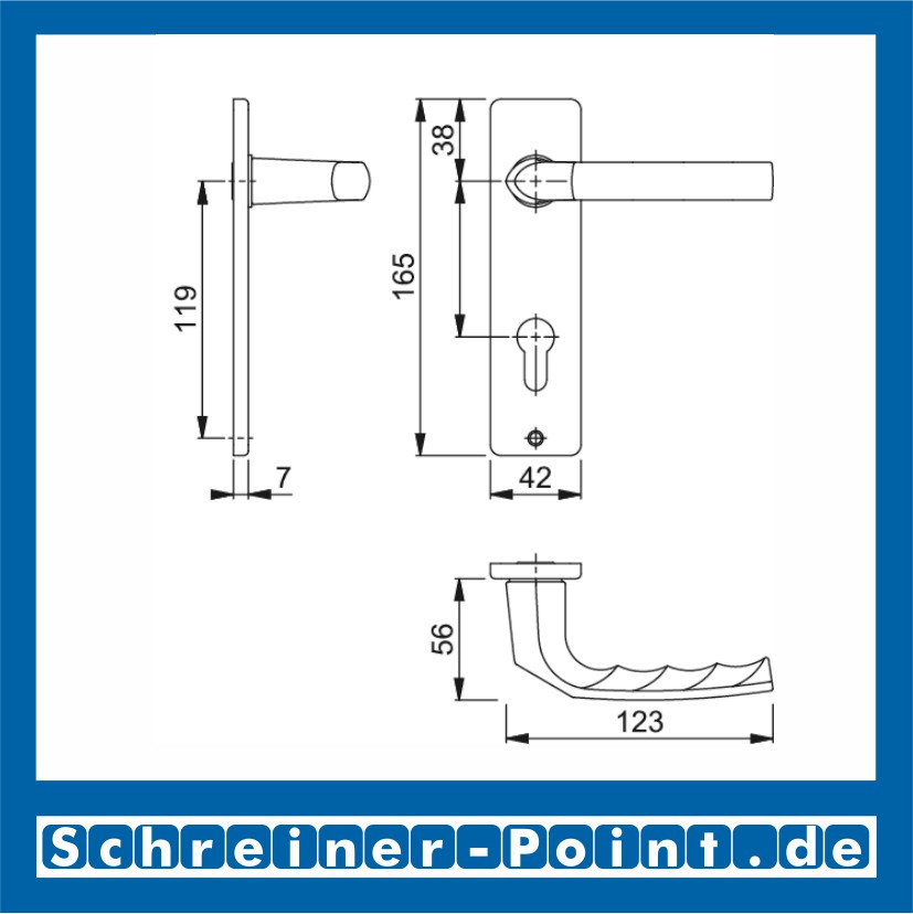 Hoppe Birmingham Aluminium Kurzschildgarnitur F2 Neusilber 1117/202KP, 3147551, 2572635, 2585284, 3147497, 2572328, 3147981